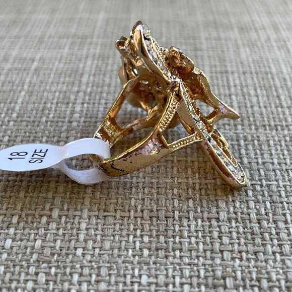 Fashion Women Ring Gold Tone Jewelry Multi Color Crystal Accent Butterfly Size 8 - Picture 7 of 13